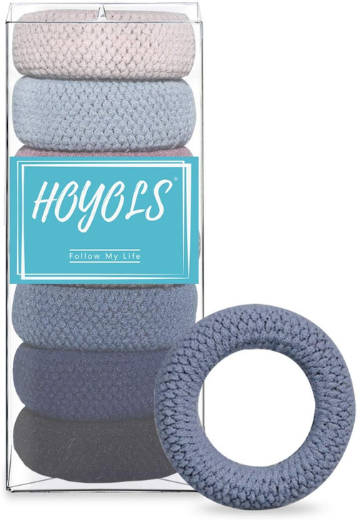 HOYOLS Large Thick Hair Ties Large Elastic Stretch Ponytail Holder Bands Seamless Scrunchies Accessories for Women Mens