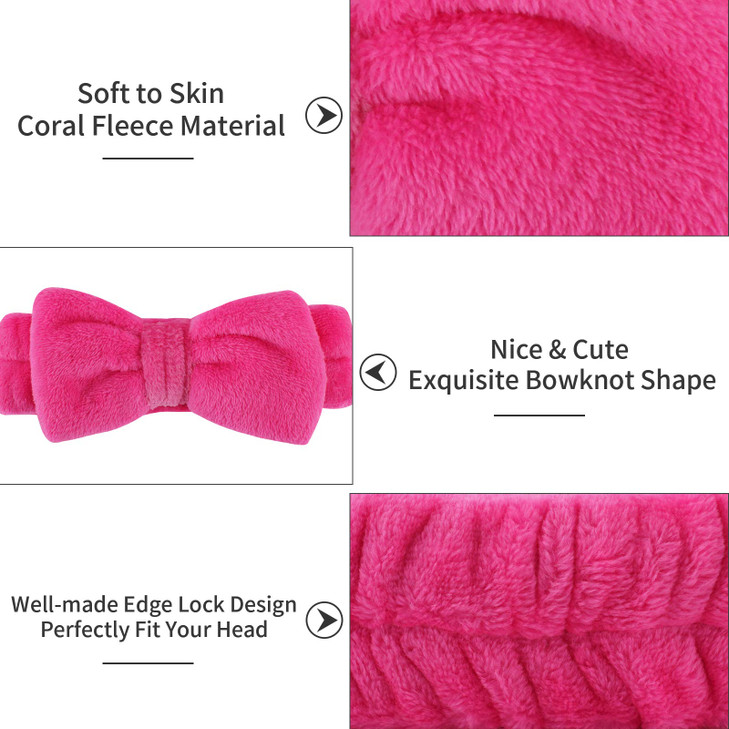 Ondder 8 Pack Bowknot Makeup Headbands Fluffy Facial Cosmetic Hair Bands for Women and Girls Ideal for Washing Skincare