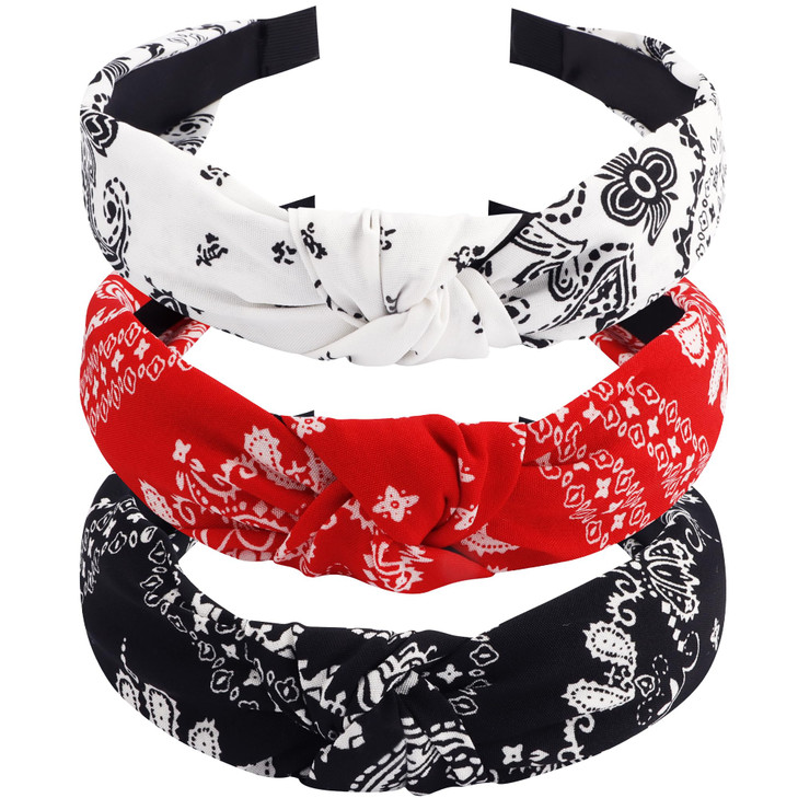TOBATOBA Leopard Print Hairband 3Pcs for Women Top Knot Headband Cheetah Style Knotted Headbands Fashion Cute Hair Acces