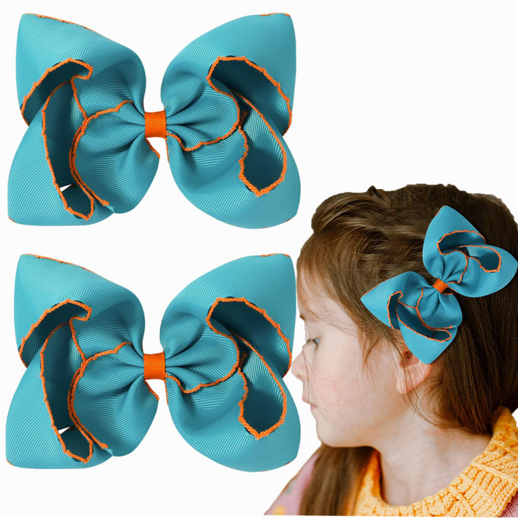 SALOCY Boutique Hair Bows Clips 2 PCS 8 Inch 20CM Grosgrain Ribbon Big Large Bows Alligator Clips for Girls Toddler Hair