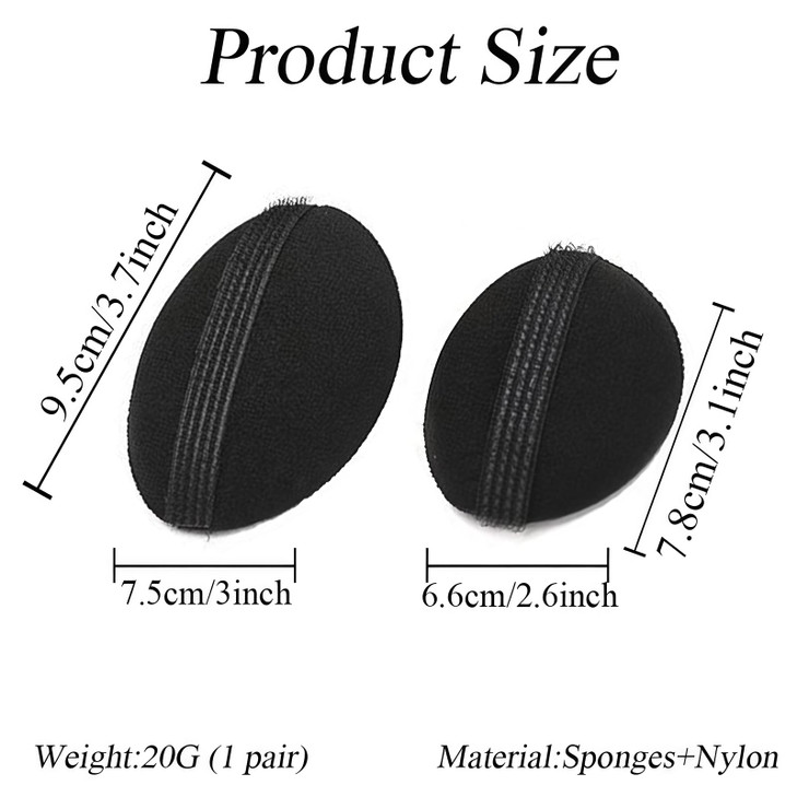 4Pcs 2 Large 2 Small Sponge Bump It Up Volume Hair Base Styling Insert Tool Hair Bun Maker and Accessories Black