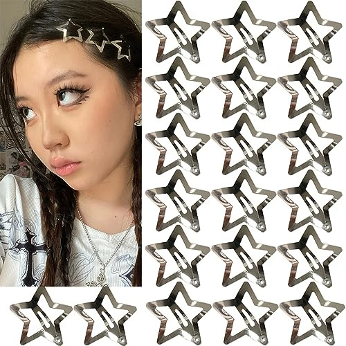 20 PCS 122 Star Hair Accessories NonSlip Metal Snap Clips and Barrettes for Girls Women Y2K Style