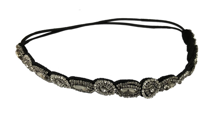OTYOU Rhinestone Beaded Headbands Jewel Workmanship Elastic Non Slip Hair Bands Women Lady Girls Jewelry Accessories Bla