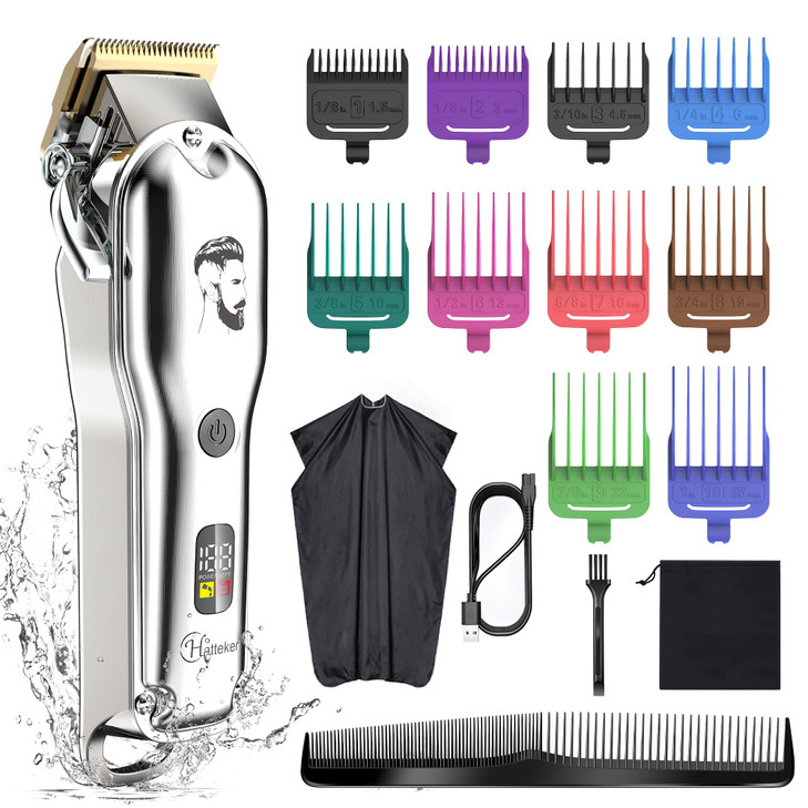 Hatteker Mens Hair Clipper Beard Trimmer Hair Trimmer for Men Cordless Clippers Professional Barbers Grooming Kit IPX7 W