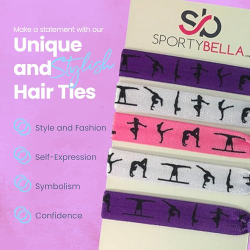 SportyBella Hair Ties Ponytail Holders for Gymnastics Girls Hair Accessories No Crease Elastics Gift for Gymnasts Coache