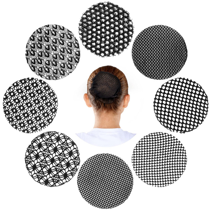 Waydress 8 Pcs Ballet Hair Net Bun Cover Invisible Elastic Edge Mesh Hair Nets Mesh Hairs Bun Set for Women Dance Access