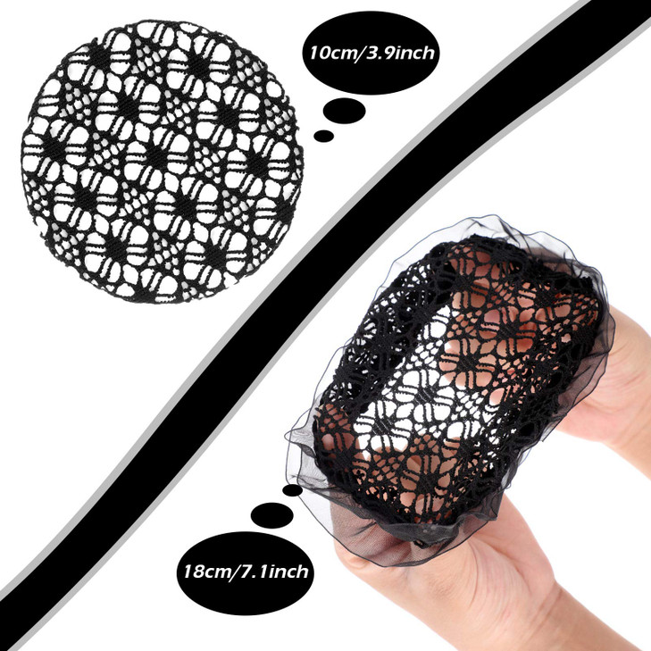 Waydress 8 Pcs Ballet Hair Net Bun Cover Invisible Elastic Edge Mesh Hair Nets Mesh Hairs Bun Set for Women Dance Access
