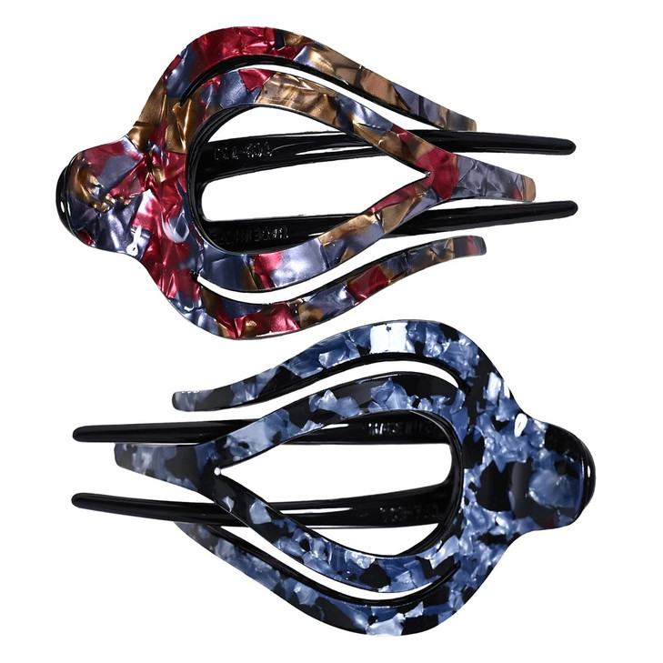 Yusier 2pcs Heart Duckbill Clip French Curved Flat Hair Clip NonSlip Barrettes for Thick Hair Bun Hair Clip Unique Hair