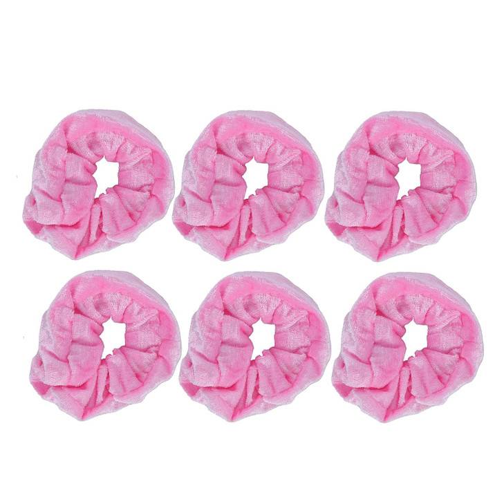 Velvet Solid Scrunchies Set of 6 Light Pink