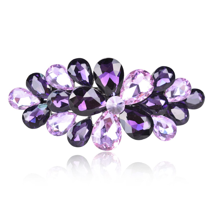 Sankuwen Flower Rhinestone Hairpin Luxury Floral Hair Barrette Clip Crystal Hair Accessories Gifts for WomenLadiesPurple
