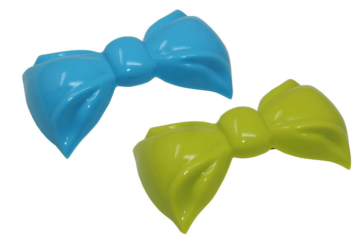 Parcelona French Angel Bow Small 2 Celluloid Set of 2 Hair Clip Barrettes for Girls Blue and Green