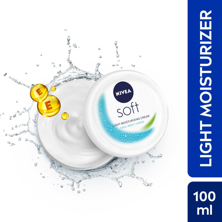 NIVEA Soft Light Moisturizer Cream, with Vitamin E & Jojoba Oil for Face, Hands and Body, 100 ml online at globaldelivered