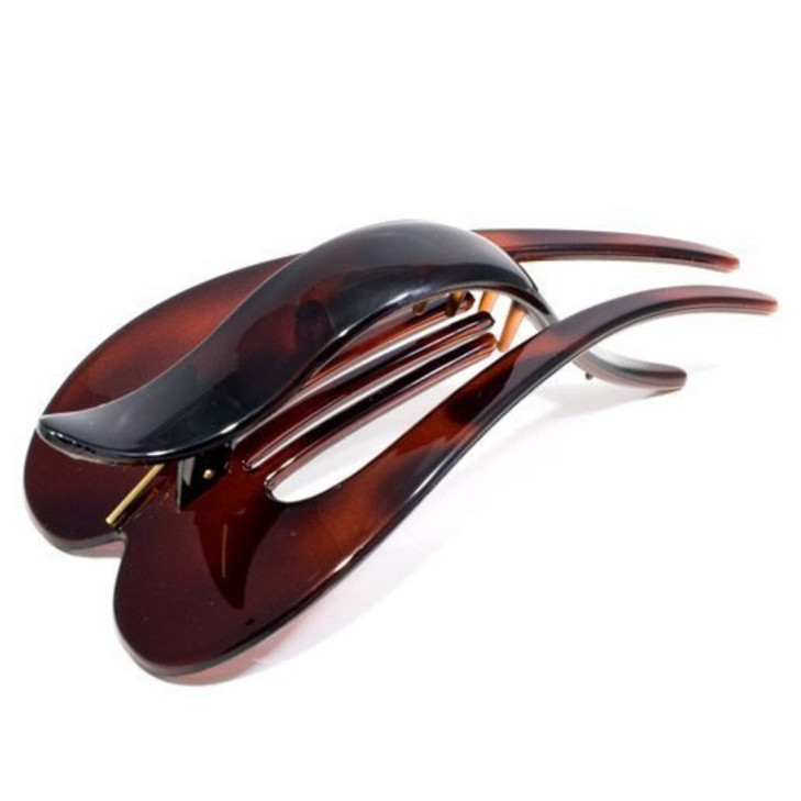 Parcelona French Pelican Tortoise Shell 5 Celluloid No Slip Grip Beak Hair Claw Clips for Women