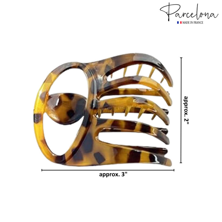 Parcelona French Curvy Oval Paw Medium 3 Cellulose Acetate Side Slide In Jaw Hair Claw Clips for Women and Girls Savana