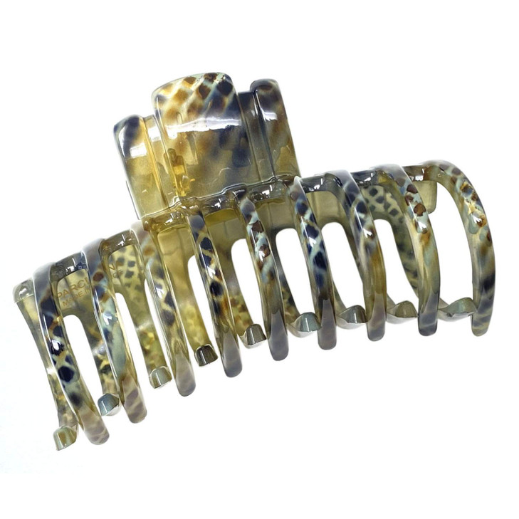 Parcelona French Narrow Tubular Olive Green Large 3 34 Celluloid Good Grip Jaw Hair Claw Clip Clamp for Women and Girls