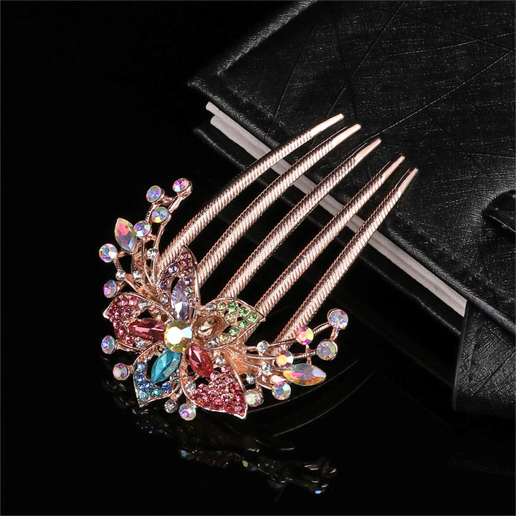 Sankuwen Flower Rhinestones Hair Combs AccessoriesPerfect Mothers Day GiftsBirthday GiftsWedding GiftsMulticolor