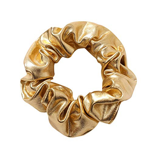 4 Pack Gold or Silver Metallic Leather Hair Scrunchies Hair Ties Hair Eleastic Bands Scrunchy Hair Ties Ropes Ponytail H