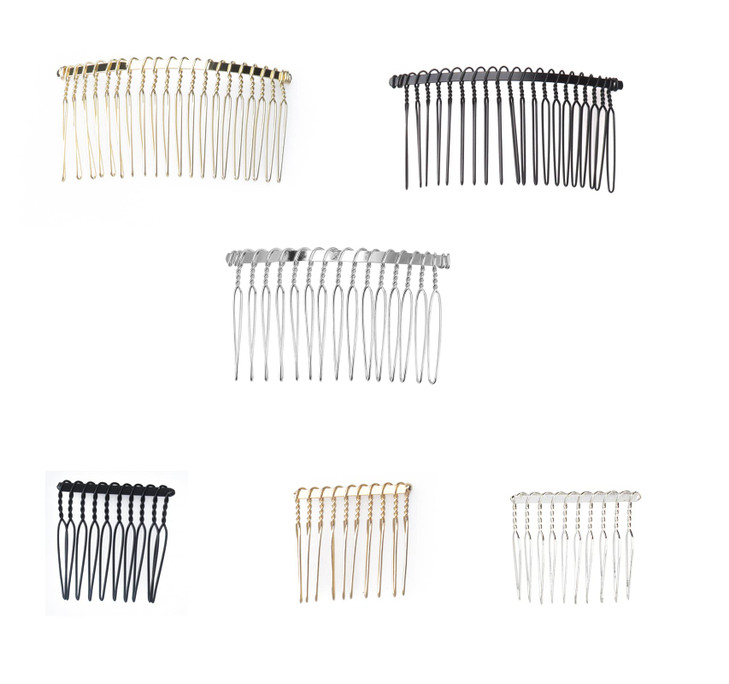 Ruwado 6 Pcs Metal Hair Combs 10 Teeth 20 Teeth Wire Twist Veil Hair Side Combs Pin Clips for DIY Jewelry Making Wedding