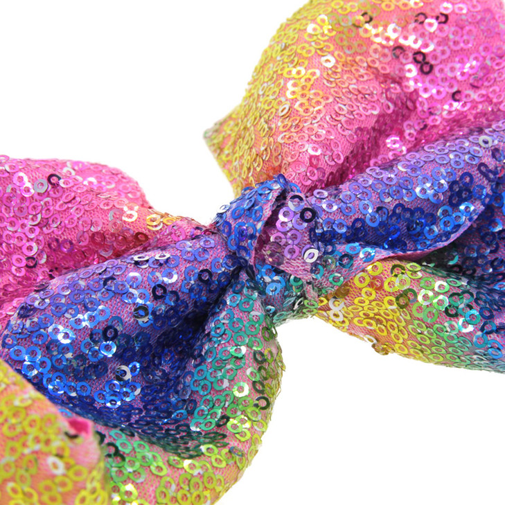Xansema Hair Bows 8 Inches Sequins Large Alligator Clips and Barrettes Accessories for Women and Kids White