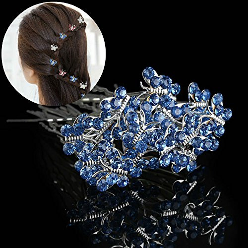 AKOAK 20 PcsLot Women Wedding Bridal Clear Crystal Rhinestone Butterfly Hair Pin Clips Hair Accessories Jewelry Barrette