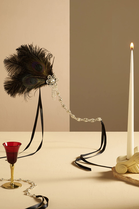BABEYOND 1920s Flapper Feather Headband Roaring 20s Showgirl Great Gatsby Headpiece