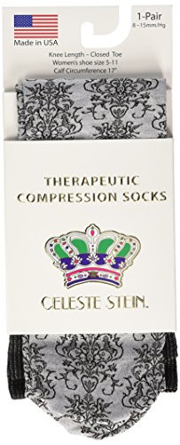 Celeste Stein Therapeutic Compression Socks, Grey Damask, 8-15 mmHg, Mild, 0.6 Ounces online at globaldelivered