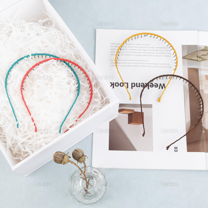 AUEAR 10 Pcs Vintage Metal Headband with Teeth Ribbon Wrapped Comb Hair Hoop Hairband for Women Girls Multi Color