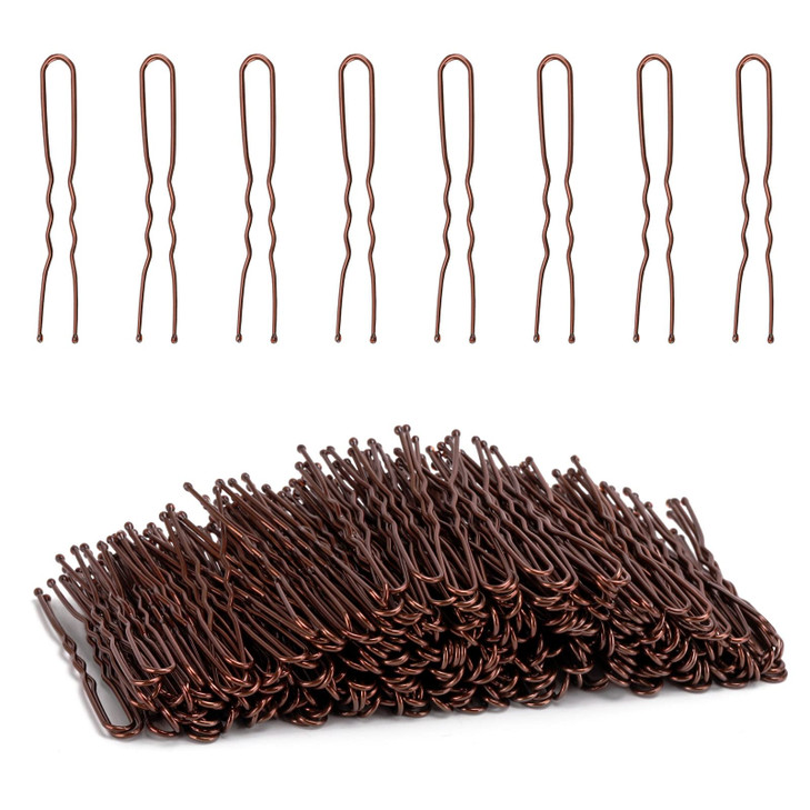 Tbestmax 300 Bun Hair Bobby Pins U Shaped Pin Hair Grips to Clip Ballet Hair Net for Women 5 CM2 Inch Brown
