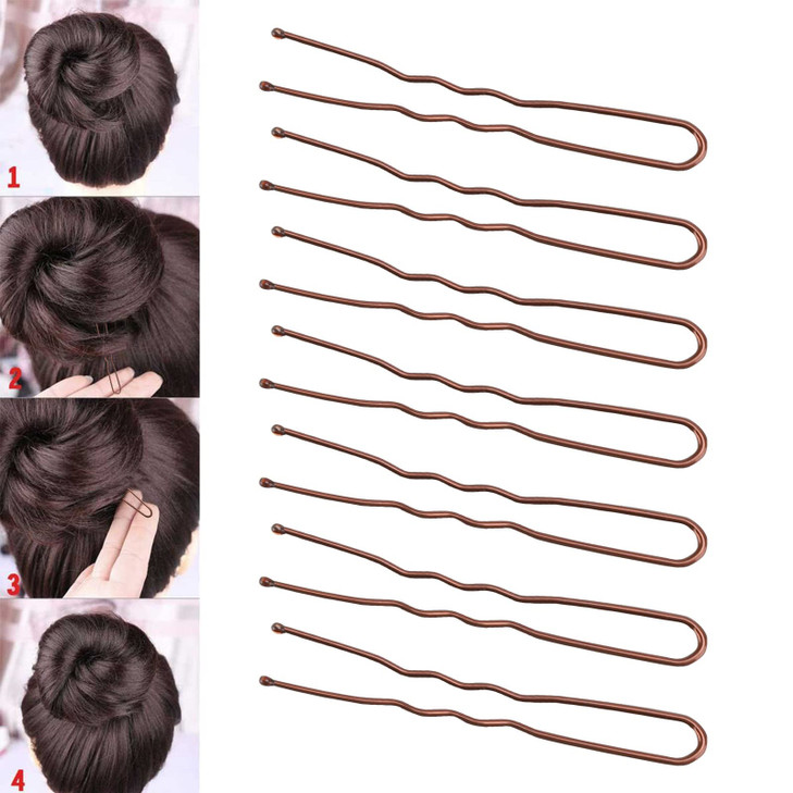 Tbestmax 300 Bun Hair Bobby Pins U Shaped Pin Hair Grips to Clip Ballet Hair Net for Women 5 CM2 Inch Brown
