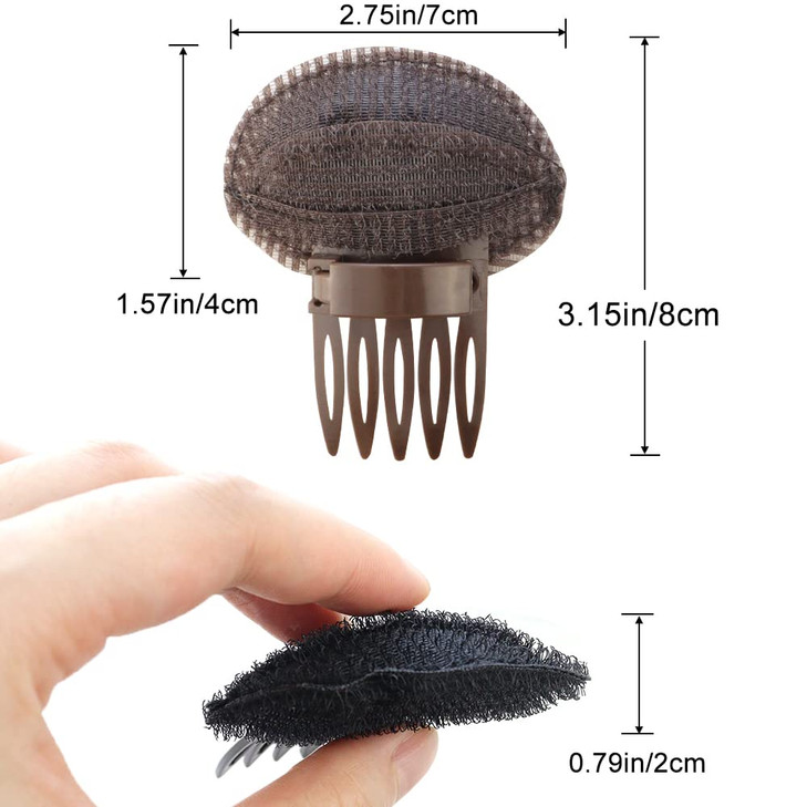 TCOTBE 4 Pcs Womens Puff Hair Volume Base Styling Tool Invisible Sponge Inserts with Comb for Voluminous Bangs and Front