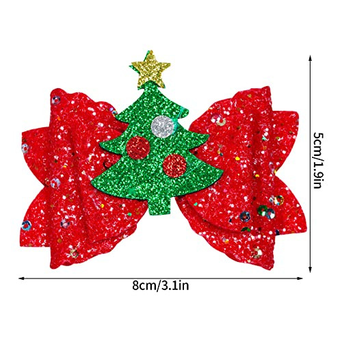 8pcs Christmas Hair Clip Headdress Sequined Bow Santa Claus Elk Snowflake Christmas Tree Accessories Glitter Hairpin Gir