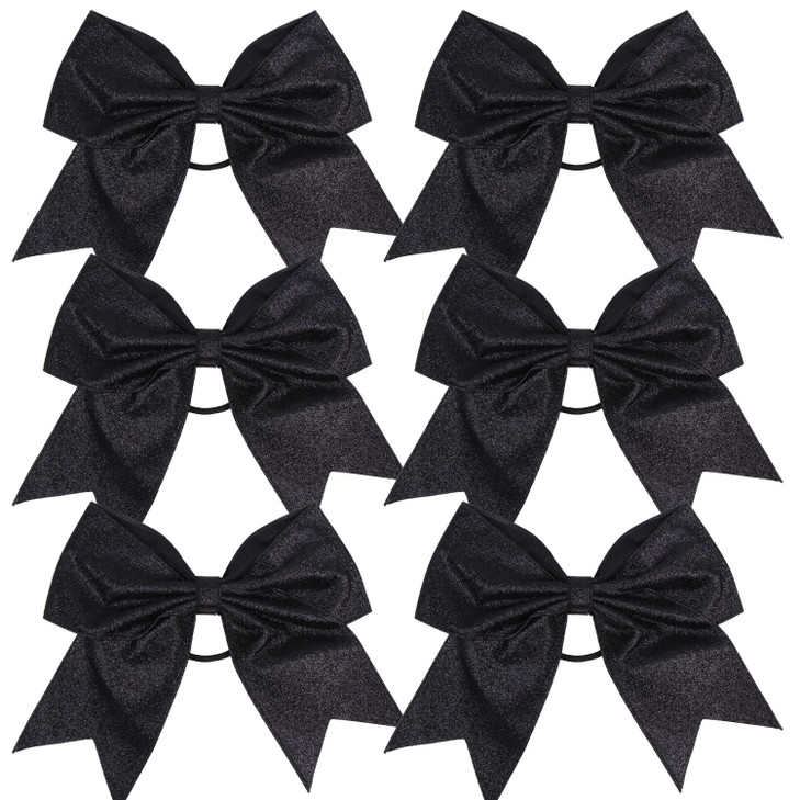 Cheerleader Bows Cheerleading 8 inch Sparkle Glitter Ponytail Holder Hair Tie School for High School College Girl Team S
