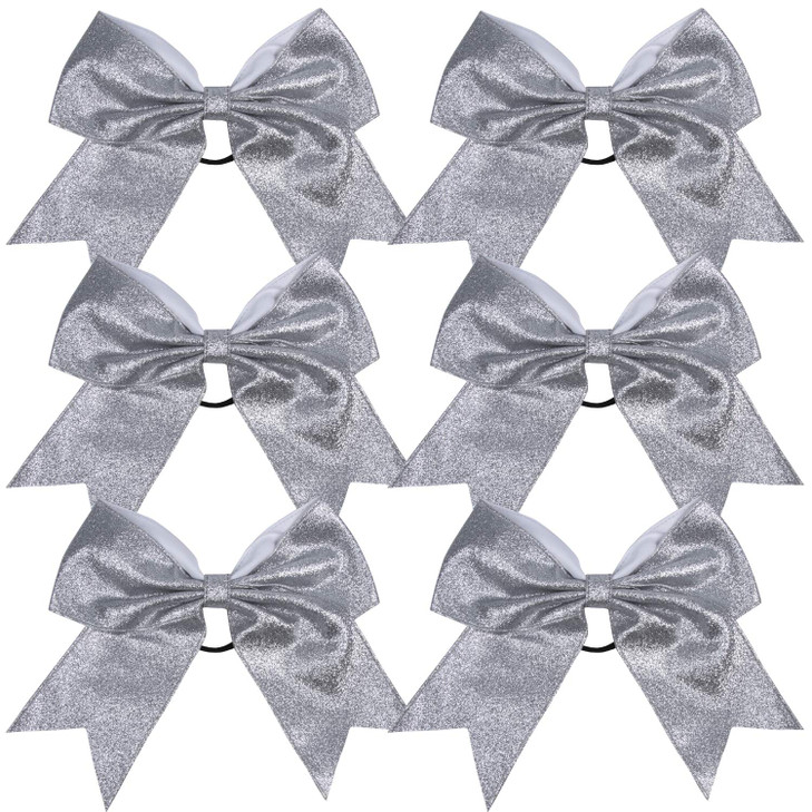 Cheerleader Bows Cheerleading 8 inch Sparkle Glitter Ponytail Holder Hair Tie School for High School College Girl Team S
