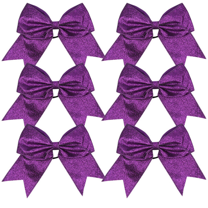 Cheerleader Bows Cheerleading 8 inch Sparkle Glitter Ponytail Holder Hair Tie School for High School College Girl Team S