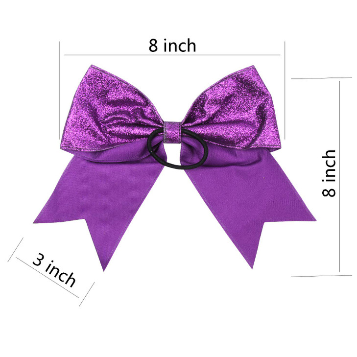 Cheerleader Bows Cheerleading 8 inch Sparkle Glitter Ponytail Holder Hair Tie School for High School College Girl Team S