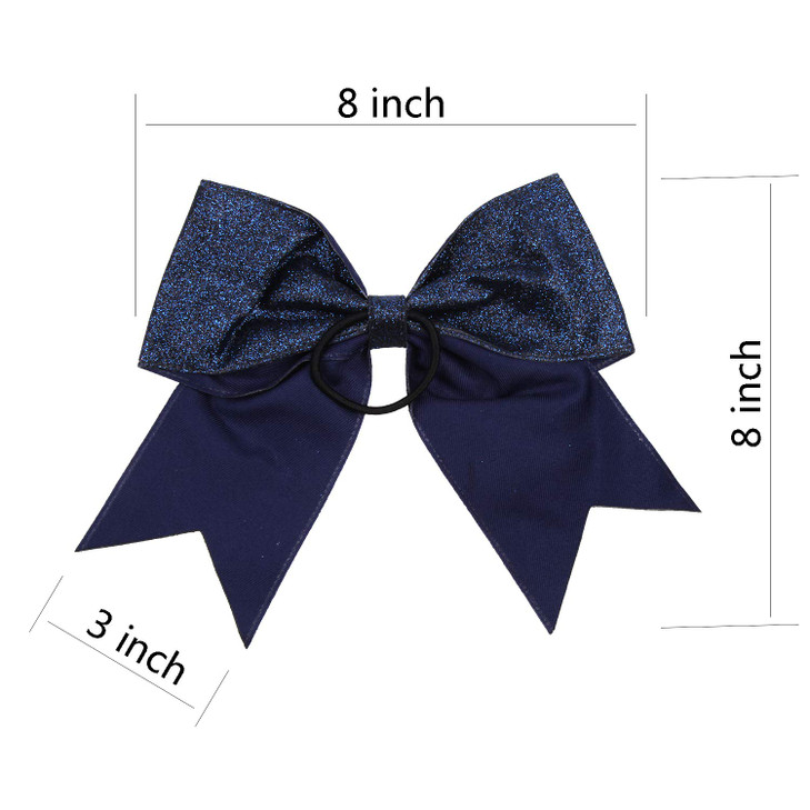 Cheerleader Bows Cheerleading 8 inch Sparkle Glitter Ponytail Holder Hair Tie School for High School College Girl Team S