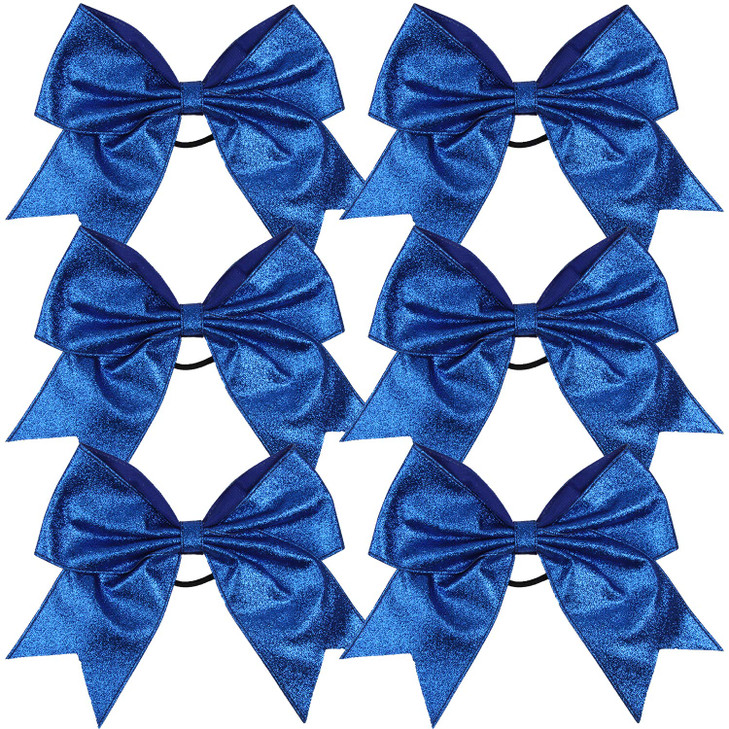Cheerleader Bows Cheerleading 8 inch Sparkle Glitter Ponytail Holder Hair Tie School for High School College Girl Team S