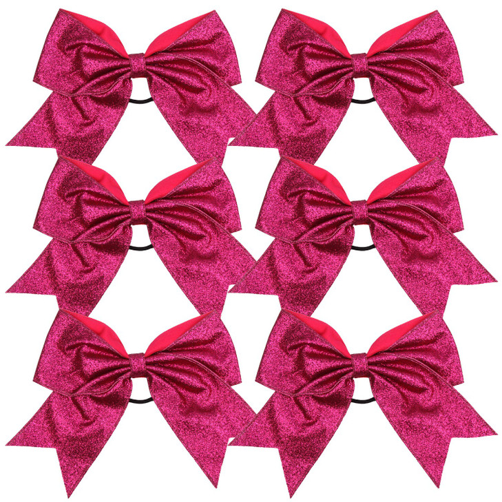Cheerleader Bows Cheerleading 8 inch Sparkle Glitter Ponytail Holder Hair Tie School for High School College Girl Team S