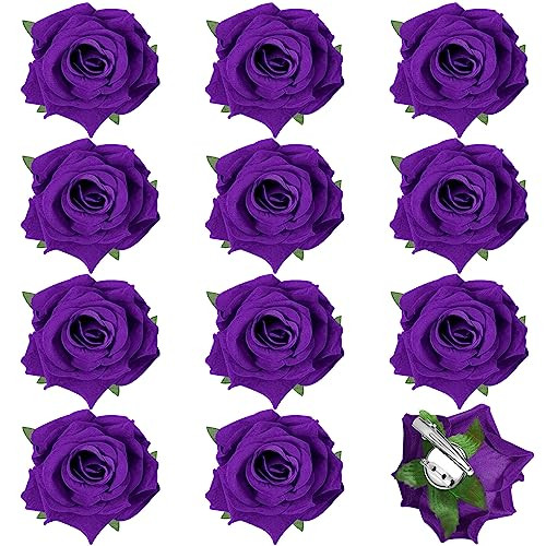 Yilloog 12 Pack Rose Hair Clip Flower 28 Hairpin Floral Brooch Floral Hairclips Mexican Flowers Hairpin Party Supplies f
