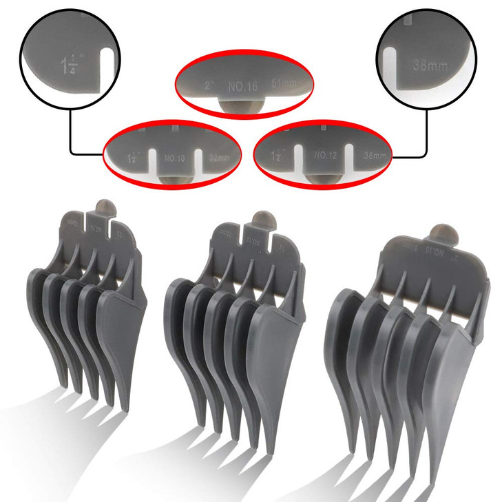 CR8GR8 Hair Clipper Guards 3 Count Includes NO10 NO12 NO16 Fits Most Wahl Clippers 15 inch 125 inch 2 inch Gray