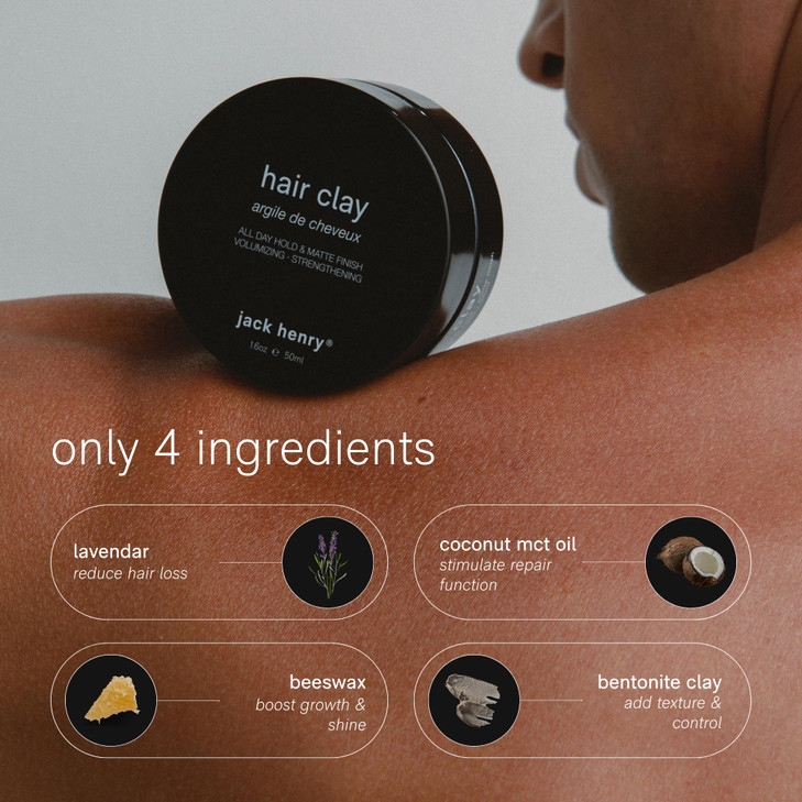 Jack Henry Premium Hair Clay for Men Matte Finish All Day Hold Low Shine Hair Styling Clay for All Hair Types Natural Or