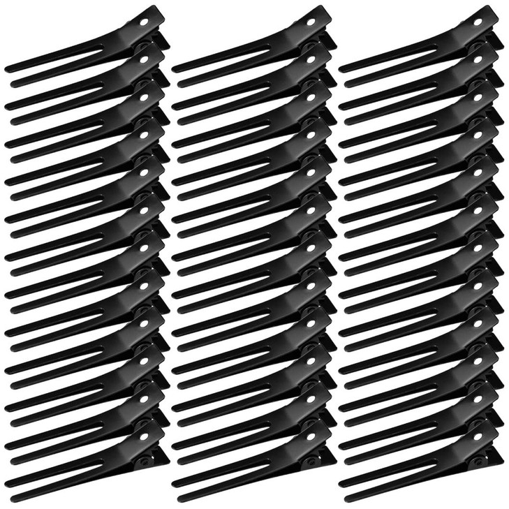 Wobe Hairdressing Double Prong Curl Clips 50pcs 18 Metal Alligator Hairpins for Hair Bow Pin Curl Styling Clips for Hair