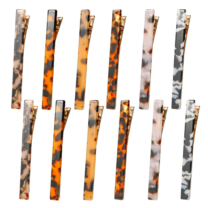 Cobahom Tortoise Shell Leopard Duckbill Barrettes and Acrylic Hair Clips for Women 12 Pcs for Styling Thin and Thick Hai