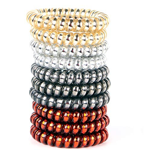10Pcs Spiral Hair Ties No Crease For Women Girls Elastic Coil Hair Ties For Thick Hair Phone Cord Hair Ties Waterproof H
