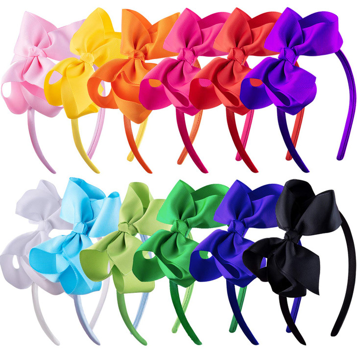 SIQUK 12 Pieces Bow Headbands for Girls Headband with Ribbon Bow Boutique Grosgrain Headbands 12 Colors