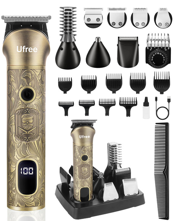 Ufree Beard Trimmer for Men Electric Razor Shaver Cordless Hair Clipper Shaving Kit for Mustache Body Nose Ear Hair Faci