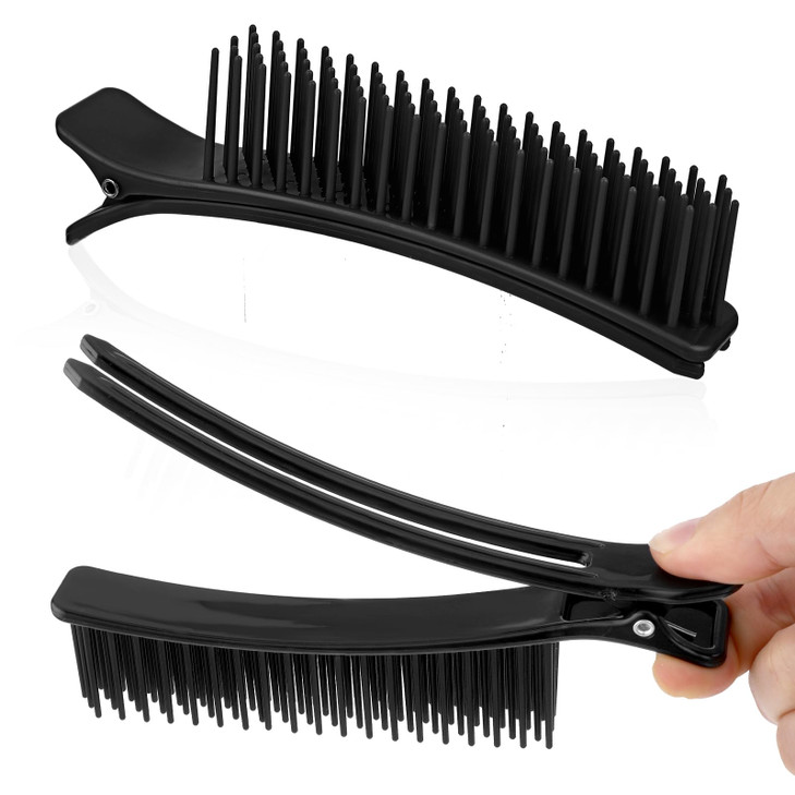 Hair Sectioning Clips Set 2 Pcs Professional Grip Clips for Hairstyling Cutting Coloring at Salon or Home Black