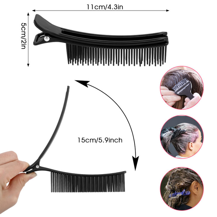 Hair Sectioning Clips Set 2 Pcs Professional Grip Clips for Hairstyling Cutting Coloring at Salon or Home Black