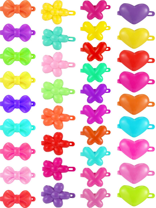 WILLBOND 100 Pieces Girls Hair Barrettes Self Hinge Plastic Clip Toddler Kids Baby 80s 90s Clip Colorful Cute Cartoon Ha