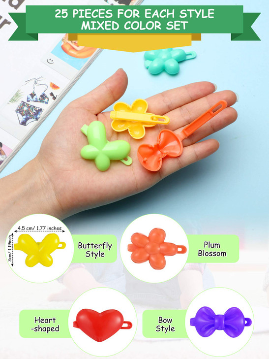 WILLBOND 100 Pieces Girls Hair Barrettes Self Hinge Plastic Clip Toddler Kids Baby 80s 90s Clip Colorful Cute Cartoon Ha